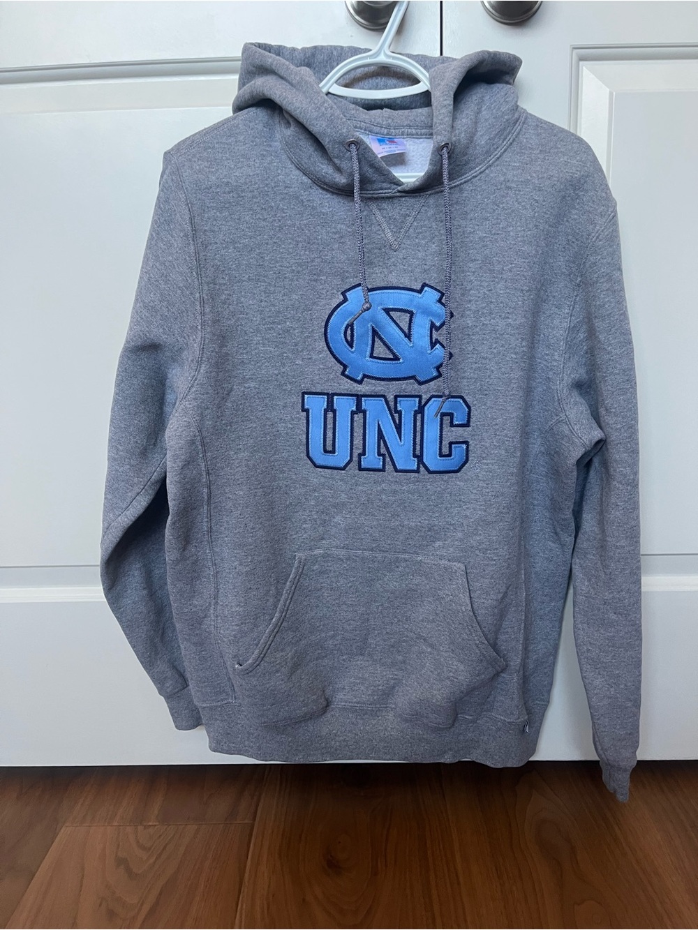 UNC Gray Hoodie Sweatshirt with Carolina Blue Logo